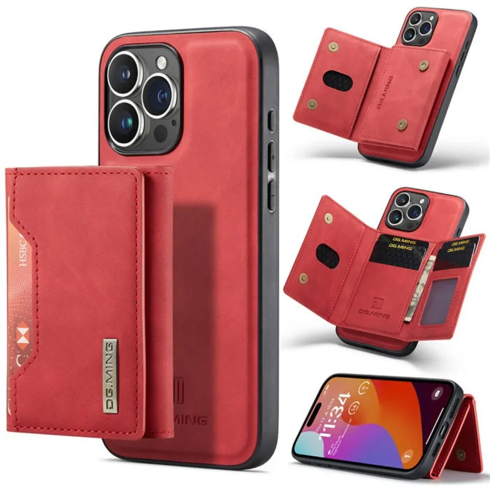 DG.MING M2 For‎ iPhone 15 Pro Max Case with Detachable Magnetic Trifold Card Bag